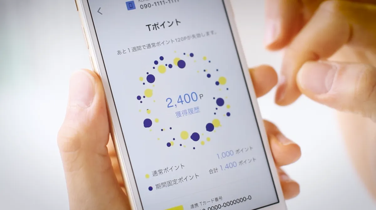 スマートフォンに表示されたポイント獲得履歴のUI